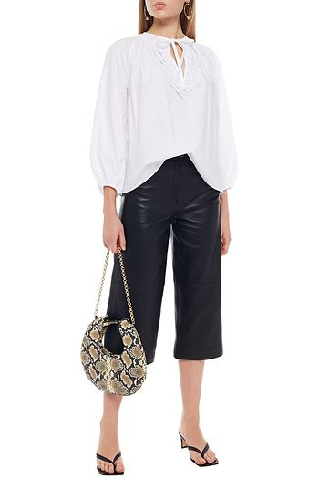 CLAUDIE PIERLOT Guipure lace-trimmed cotton-poplin blouse