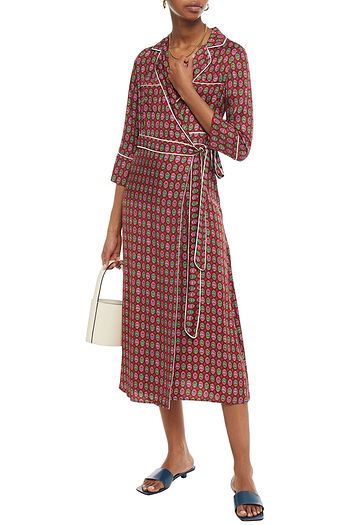 CLAUDIE PIERLOT Printed satin-twill midi wrap dress