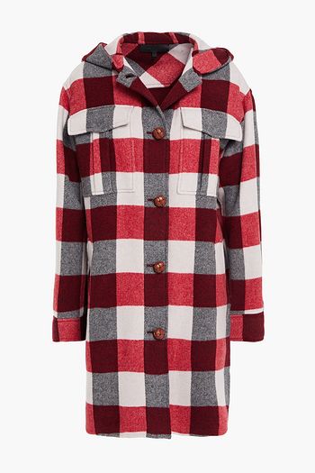 RAG & BONE Beck checked wool-blend flannel hooded coat