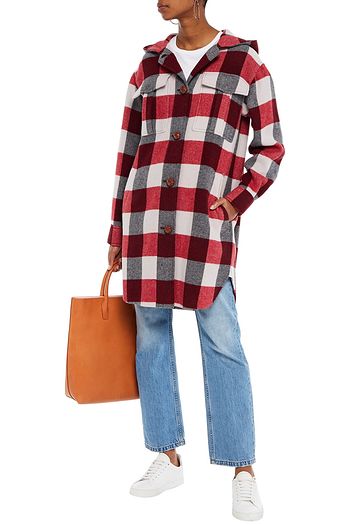 RAG & BONE Beck checked wool-blend flannel hooded coat