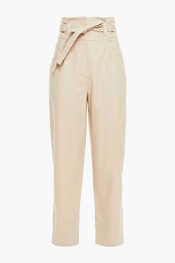 BRUNELLO CUCINELLI Karottenhose aus Twill aus einer Leinen-Baumwollmischung mit Gürtel