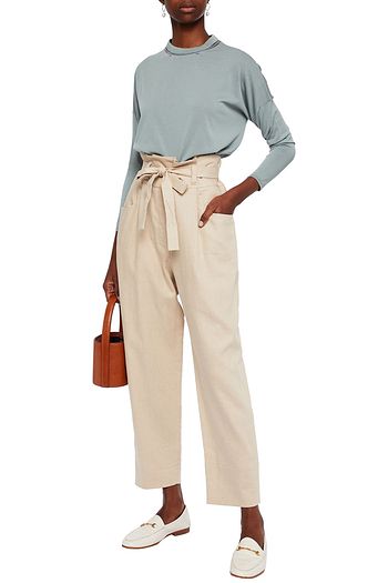 BRUNELLO CUCINELLI Karottenhose aus Twill aus einer Leinen-Baumwollmischung mit Gürtel