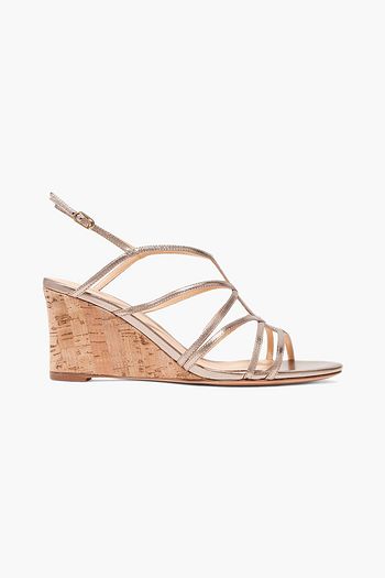 ALEXANDRE BIRMAN Paolla metallic leather wedge sandals