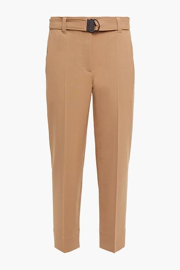 BRUNELLO CUCINELLI Bead-embellished cropped crepe tapered pants