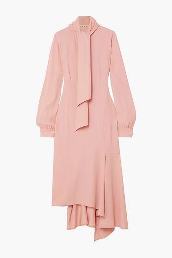 MARNI Pussy-bow asymmetric crepe dress