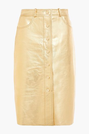 SANDRO Gleam metallic leather skirt