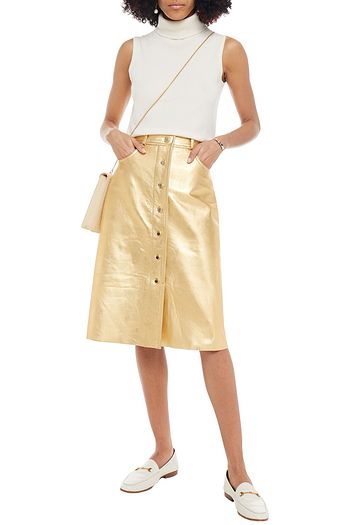 SANDRO Gleam metallic leather skirt