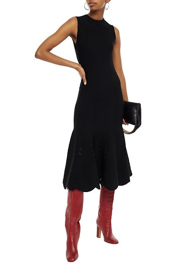 ALEXANDER MCQUEEN Fluted stretch-knit midi dress