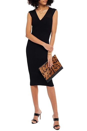 HERVÉ LÉGER Ribbed-knit midi dress