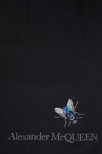 ALEXANDER MCQUEEN Frayed metallic jacquard scarf