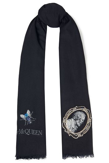 ALEXANDER MCQUEEN Frayed metallic jacquard scarf