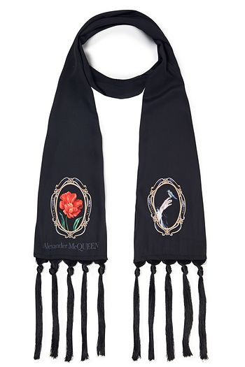 ALEXANDER MCQUEEN Fringed printed silk scarf