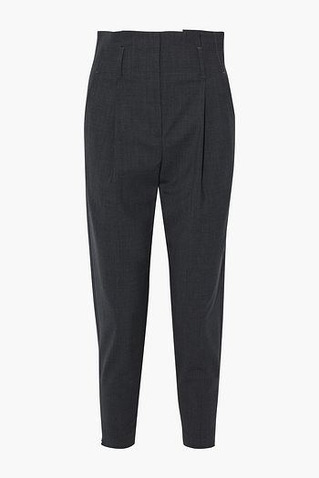 BRUNELLO CUCINELLI Cropped pleated wool-blend tapered pants