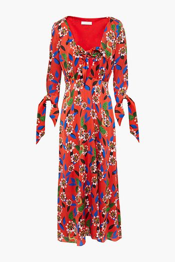 BORGO DE NOR Mailou knotted floral-print silk-crepe midi dress