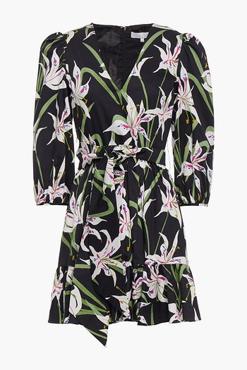 BORGO DE NOR Anita gathered floral-print cotton-poplin mini dress