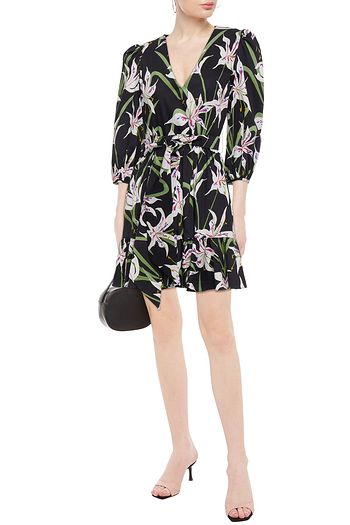 BORGO DE NOR Anita gathered floral-print cotton-poplin mini dress