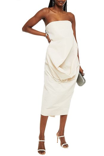 RICK OWENS Strapless draped taffeta dress