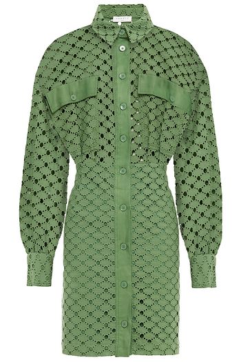 SANDRO Shera broderie anglaise cotton mini shirt dress