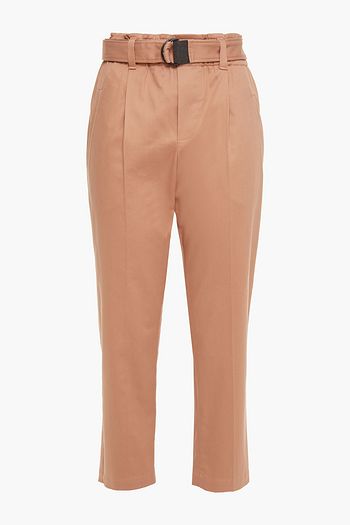 BRUNELLO CUCINELLI Cropped bead-embellished stretch-cotton twill tapered pants
