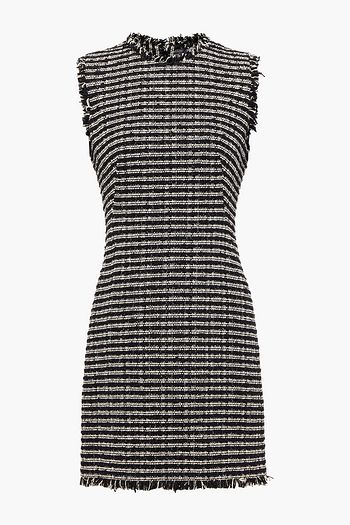 ALEXANDER MCQUEEN Frayed cotton-blend tweed mini dress