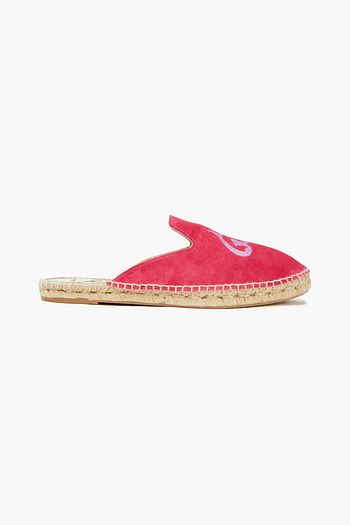 MANEBÍ Hamptons embroidered suede slippers