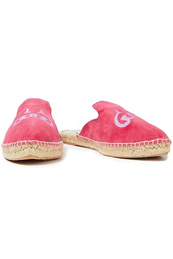 MANEBÍ Hamptons embroidered suede slippers