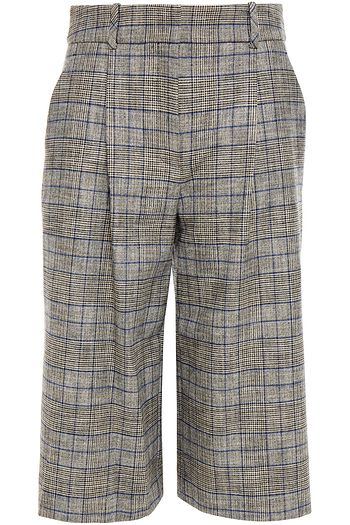 VERONICA BEARD Fernanda pleated Prince of Wales checked flannel shorts