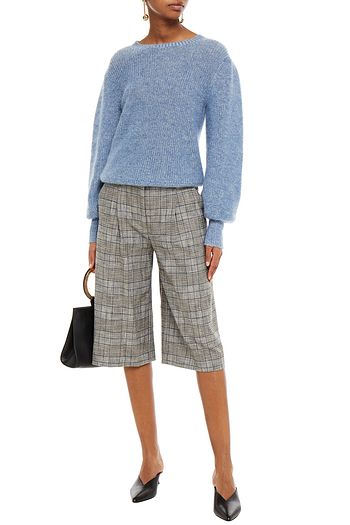VERONICA BEARD Fernanda pleated Prince of Wales checked flannel shorts