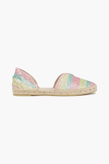 MANEBÍ Hamptons glittered striped Lurex espadrilles