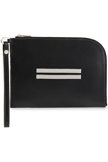 RICK OWENS Paneled leather and pirarucu fish pouch