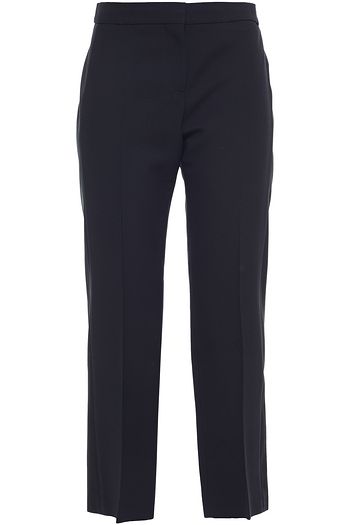 ALEXANDER MCQUEEN Satin-trimmed cropped wool-blend crepe straight-leg pants