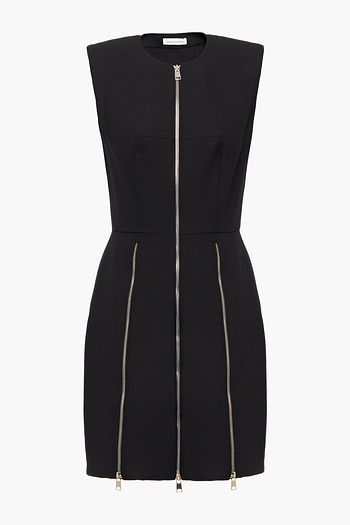 ALEXANDER MCQUEEN Zip-detailed wool-blend crepe mini dress