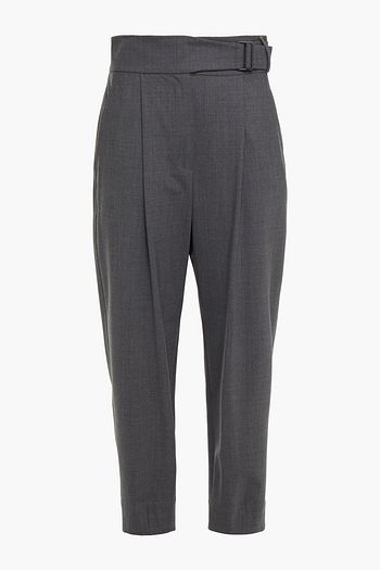 BRUNELLO CUCINELLI Belted pleated wool-blend tapered pants