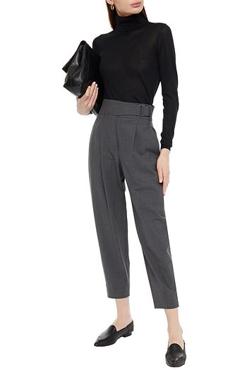 BRUNELLO CUCINELLI Belted pleated wool-blend tapered pants