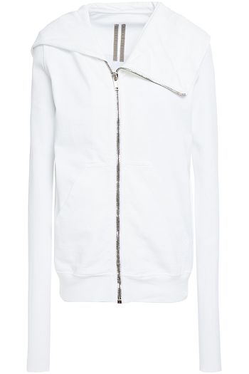 DRKSHDW BY RICK OWENS Ribbed knit-paneled French cotton-terry hoodie