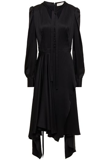 ALEXANDER MCQUEEN Asymmetric pussy-bow silk-satin dress