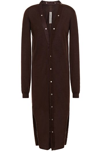 RICK OWENS Sateen-trimmed snap-detailed cashmere cardigan