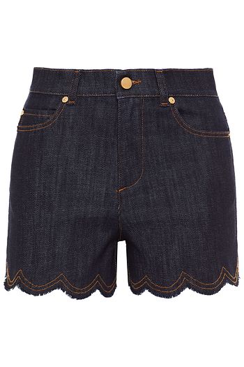 REDVALENTINO Scalloped denim shorts