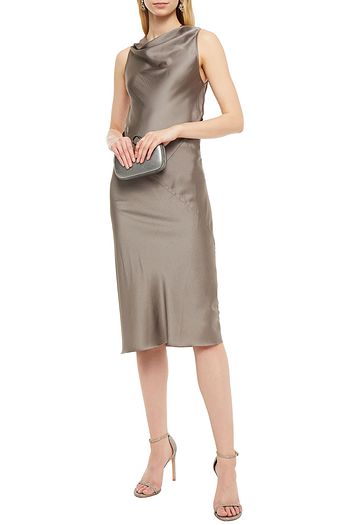 RICK OWENS Open-back draped hammered-satin dress
