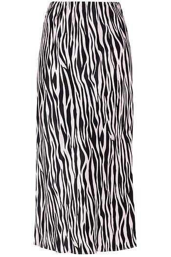 OLIVIA VON HALLE Isla tiger-print silk-satin midi skirt