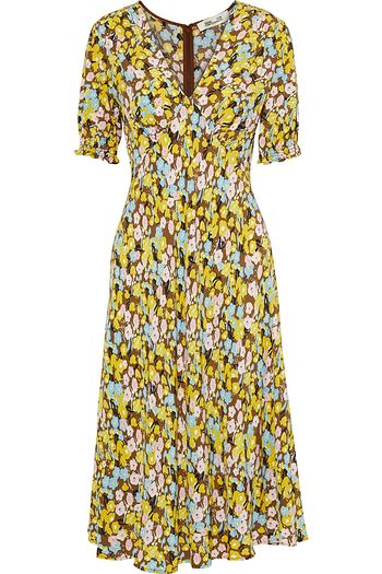 DIANE VON FURSTENBERG Idris Midikleid aus Crêpe mit floralem Print und Raffung