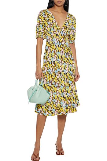 DIANE VON FURSTENBERG Idris Midikleid aus Crêpe mit floralem Print und Raffung