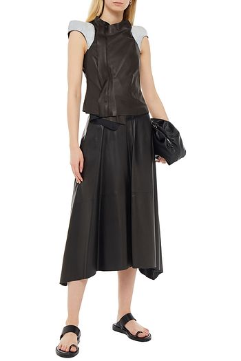 RICK OWENS Coated denim-trimmed leather vest