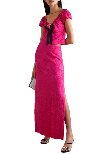 STAUD Saman floral-jacquard maxi skirt