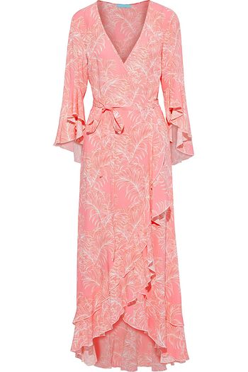 MELISSA ODABASH Cheryl ruffled printed voile maxi wrap dress