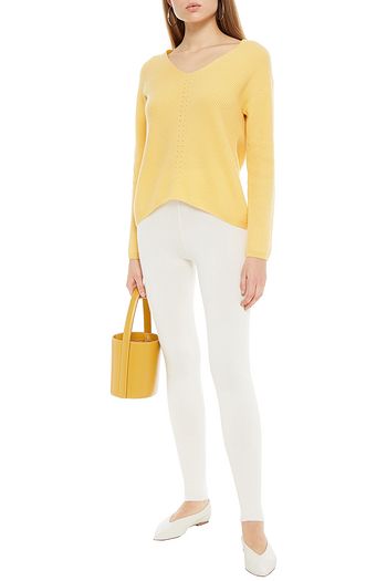 N.PEAL Pointelle-trimmed ribbed cashmere sweater