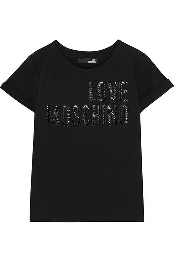 LOVE MOSCHINO T-Shirt aus Stretch-Jersey mit Applikationen
