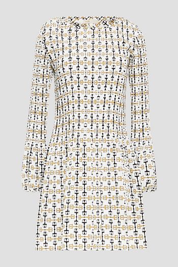 MAJE Rockina pleated printed crepe de chine mini dress