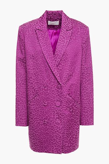 MICHELLE MASON Double-breasted leopard-print cotton-blend jacquard mini dress
