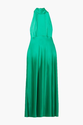 SALONI Michelle silk-satin halterneck midi dress